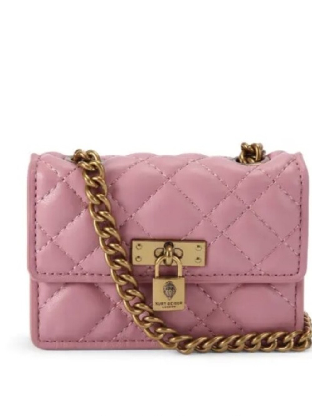 Kurt Geiger London Micro Brixton Shoulder Bag Pink Quilted Crossbody Chain Strap - Picture 12 of 14